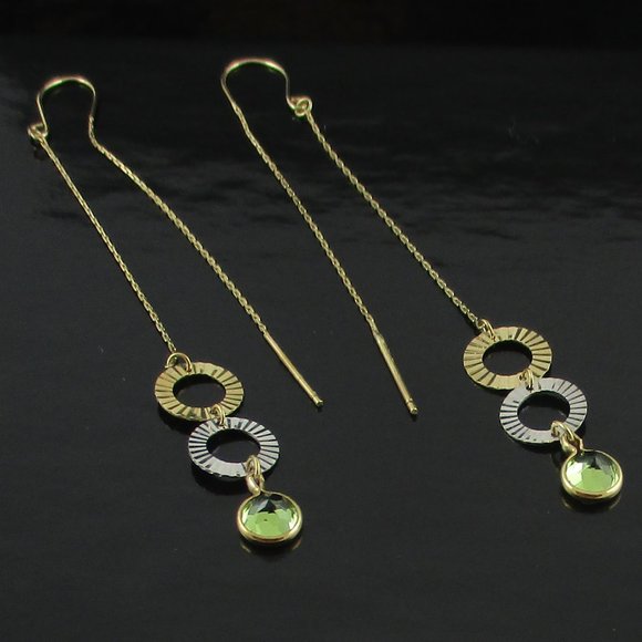 Victoria Wieck 14K Gemstone Threader Earrings - Picture 4 of 10
